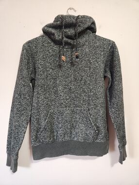tentree Bamfield High Neck Hoodie Marled Charcoal Grey Organic Cotton Size XS